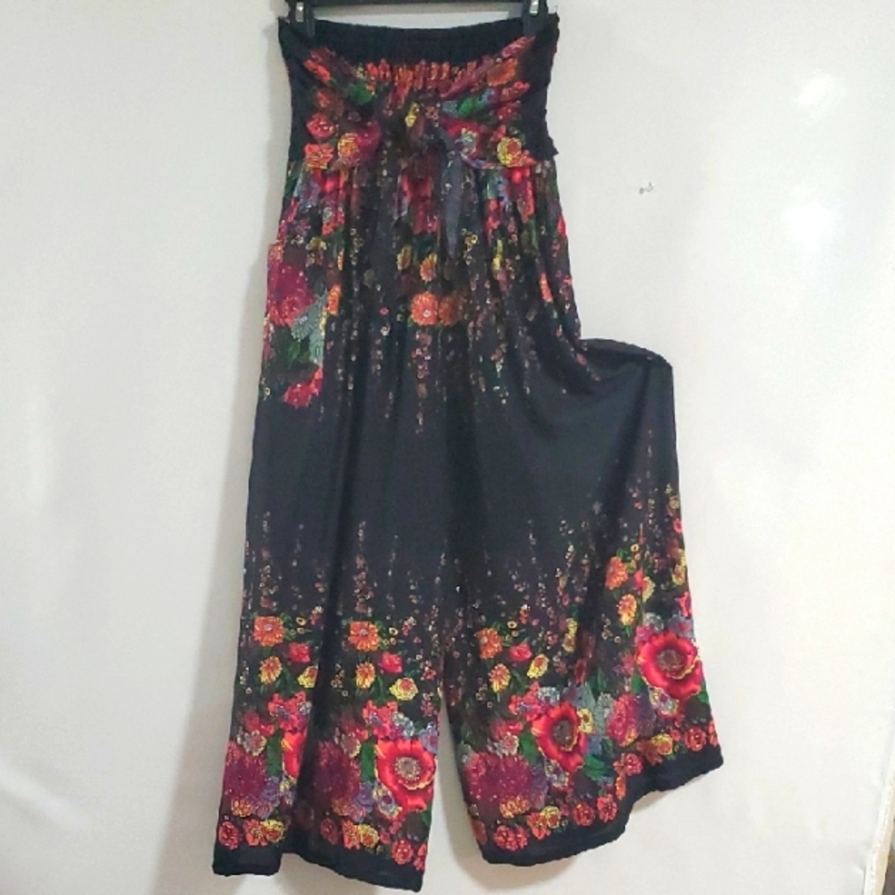 Floral Black Highwasted Pant